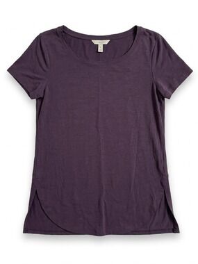 Halogen Purple Plum Tunic Top XS Hi Low Hem Scoop Neck Modal Short Sleeve NWOT